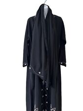 ASIAN MAXI ABAYA BLACK EMBROIDERED WITH SCARF WOMEN SIZE UK 12 Wide SZ M