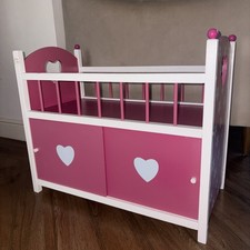 Pink Wooden Toy Baby Cot with