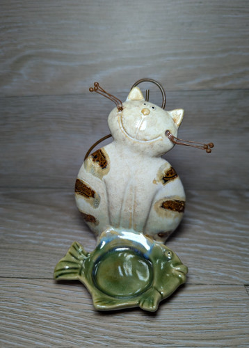 Animal cat trinket - cat, dish
