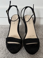 Red Herring 4” High,  Smart New Sandals,  Black, Never worn Size 3