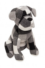Heavy Dog Doorstop Fabric Tartan Style Black Grey White Puppy Dog Door Stopper