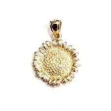 New 14k yellow Gold solid sunflower girasol Pendant charm gift fine jewelry 2.6g