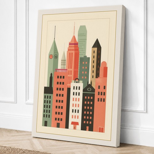 Urban skyline art deco canvas - skyline,