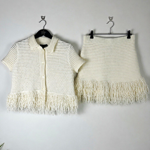 Zara cream knit - fringe, co-ord