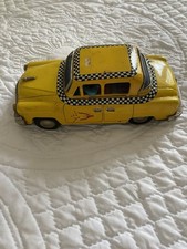 Tin Plate Yellow Taxi Made In Japan Friction Car Vintage Toy Tin Toy