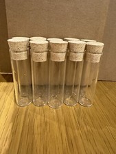 10 x 13ml Clear Glass Test Tubes/Cork Stopper Bottles/Crafts Vials/Sand Jars