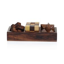 Puzzle Games (3 -in- 1) 3D Wooden Brain Teasers - Gift Box - Fun Adults & Kids