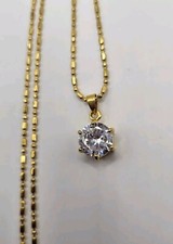Synthetic Diamond Pendant & Chain Necklace 