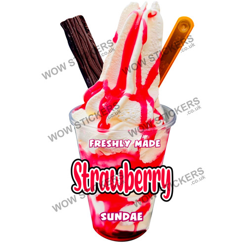 Strawberry ice cream sundae - strawberry,