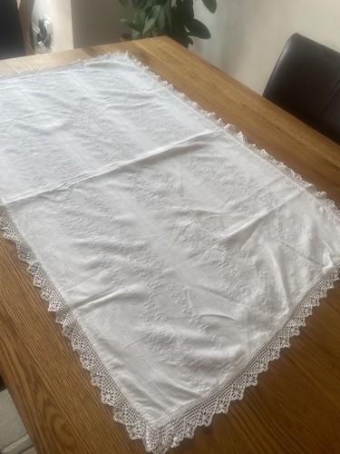 Vintage white cotton rectangle - white,