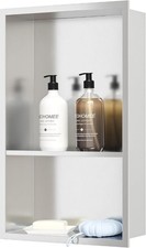 Shower Niche Wall Insert Stainless Steel Shelf Recessed Double Storage Bathroom
