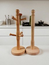 Set Of Wooden Towel Roll Holder and Cup Mug Tree Holder Dispenser