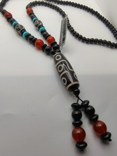 Nine Eyed DZI Bead Necklace