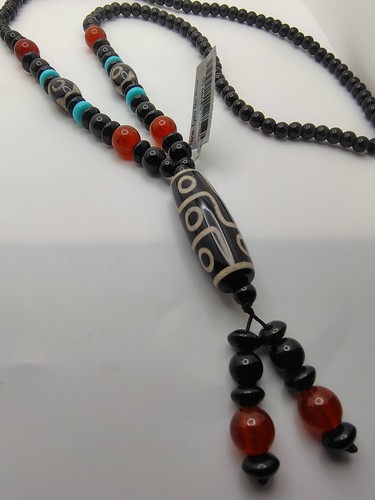 Nine eyed dzi bead - nine, necklace