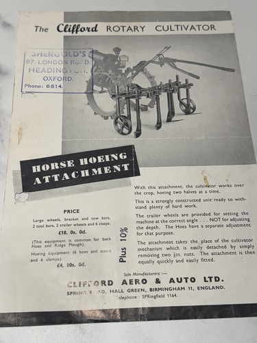 Clifford rotavator sales sheet - rotavator,