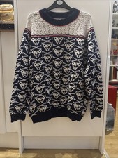 H By Henry Holland Jumper- Navy And Ecru, Pirate Bear Sz18 VGC