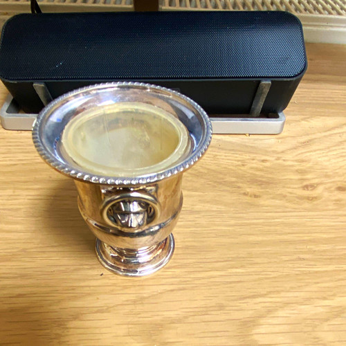 Silver plate metal vase - metal, vase/urn