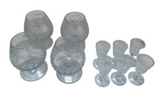 4x Crystal Brandy & 6 Cordial Mini Sherry Liqueur Glasses Thistle Barware