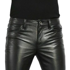 Mens Black Leather Trousers