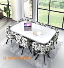 White wooden dining table - dining,