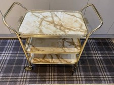 Vintage Marble Effect 3 Tier Tea Trolley with removable tray & swivel wheels