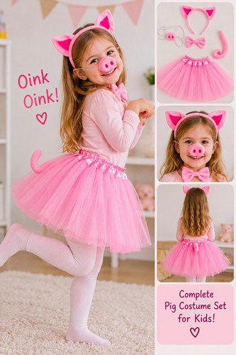 Pink pig costume set - pink,