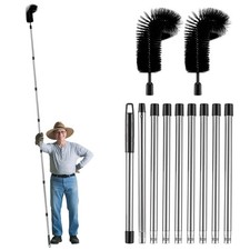 2 Gutter Cleaning Brush Roofing kit w/9 Extendable Pole For Remove Leaves Debris