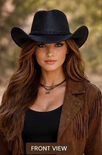 Leather cowboy cowgirl - cowboy, hat