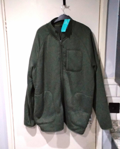 Men green fleece - fleece, full