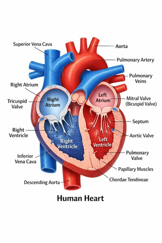 Human heart anatomy - human,