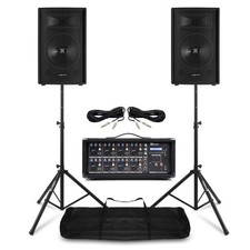 SL8 PA System Package - 8" Speakers, 8-Channel Mixer & Stands for Vocalists