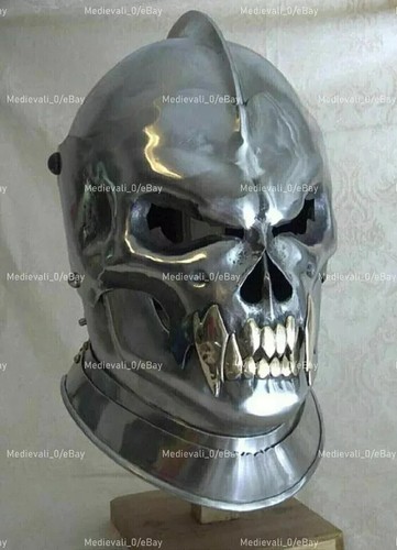 Medieval demonic face helmet - medieval,