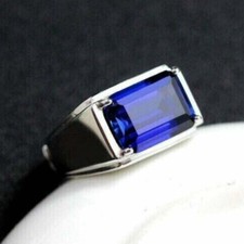 4Ct Emerald Cut Blue Sapphire