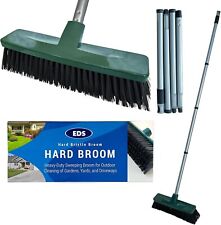 12'' Stiff Outdoor Yard Sweeping Brush Garden Broom Stif Bristles Strong Handle