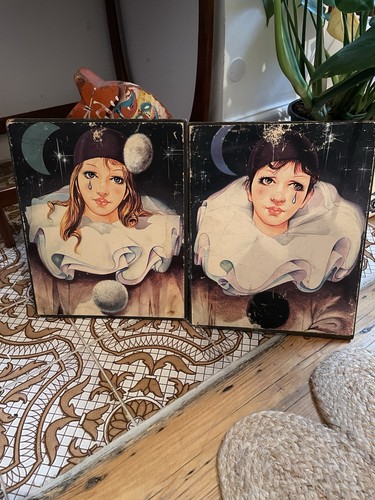 Vintage 1980s pierrot sad - vintage, "sad