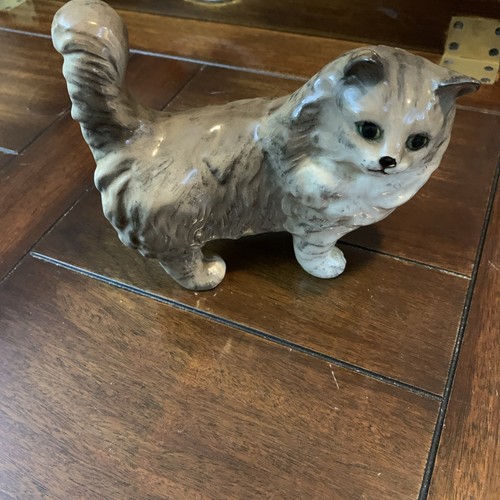 Vintage cat figurine grey - vintage,