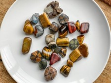 ? Tiger’s Eye & Earth Stone Collection 470g — Natural Polished Stones (1–4cm)
