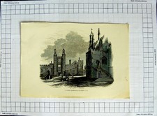 Old Antique Print C1790-C1900 View Chief Quadrangle School Yard Buildings 18th