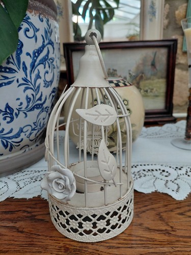 Small cream hanging bird cage - bird,