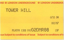 London Underground UTS platform ticket - Tower Hill