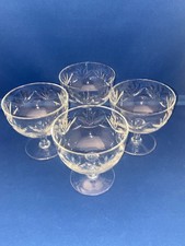 4 x STUNNING WEBB CORBETT CRYSTAL GLASS CHAMPAGNE SAUCERS COUPES