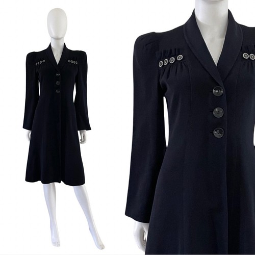 1940s navy blue wool gab - 1940s,