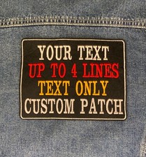 LARGE CUSTOM TEXT PATCH PERSONALISED SEW ON FELT BIKER SCOOTER EMBROIDERED PATCH
