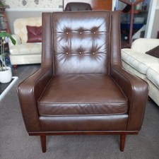 Made.Com Scott Armchairs x1 in Dark Brown soft leather vintage chair 2
