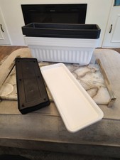 4 Black And 4 White Pack Of 8 Window Flower Boxed 42x17cm And Green Tags 