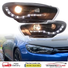 VW Scirocco Headlights LED DRL Projector Black Headlamps 2008-2015 Xenon Look