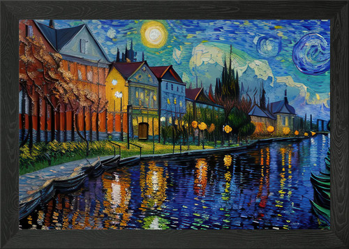 Houses canal framed wall - houses,