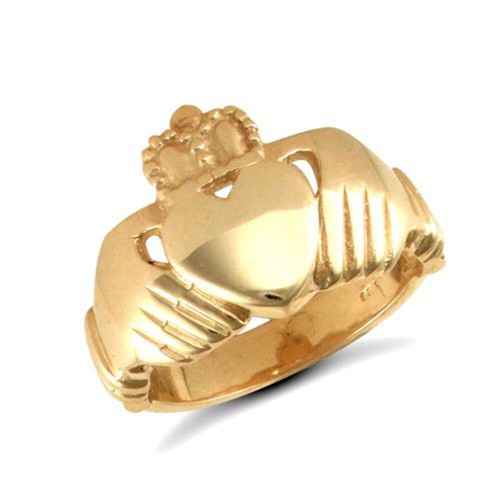 9ct yellow gold claddagh ring - yellow,