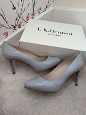 New L.K. Bennett Grey Patent Floret Shilo Fern Court Shoes UK 6, EU 39 rrp£249