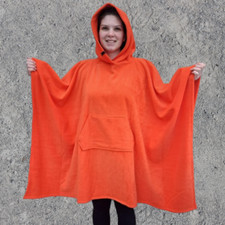Orange Fleece Hooded Blanket